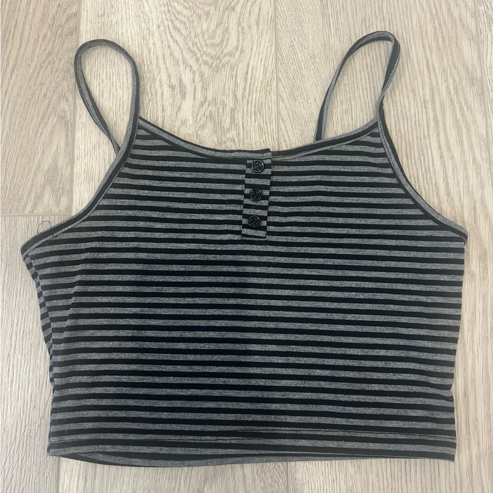 super emo y2k grunge cropped henley emo striped cami top ❤︎︎